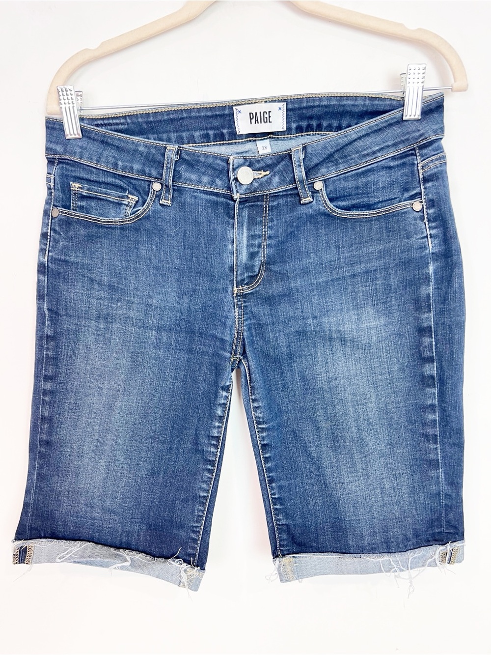 PAIGE DENIM JEAN CUFFED BERMUDA SHORTS WOMENS SZ 28